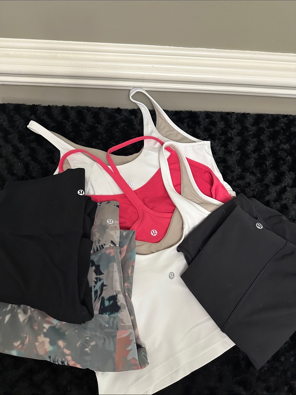 Lululemon 6 piece bundle Sz 12- 3 leggings 2 tops 1 sports bra